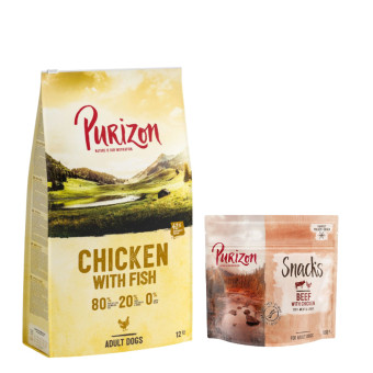 12kg Purizon száraz kutyatáp + Purizon Snack ingyen! - Adult csirke & hal - gabonamente - Kisállat kiegészítők webáruház - állateledelek