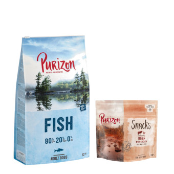 12kg Purizon száraz kutyatáp + Purizon Snack ingyen! - Adult hal - gabonamentes - Kisállat kiegészítők webáruház - állateledelek