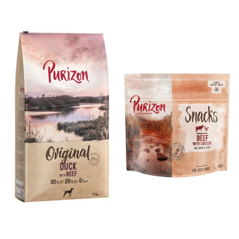 12kg Purizon száraz kutyatáp + Purizon Snack ingyen! - Adult kacsa & marha - Kisállat kiegészítők webáruház - állateledelek