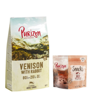 12kg Purizon száraz kutyatáp + Purizon Snack ingyen! - Adult vad & nyúl - gabonamentes - Kisállat kiegészítők webáruház - állateledelek