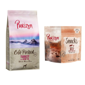 12kg Purizon száraz kutyatáp + Purizon Snack ingyen! - Coldpressed pulyka & kenderolaj - Kisállat kiegészítők webáruház - állateledelek