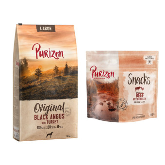 12kg Purizon száraz kutyatáp + Purizon Snack ingyen! - Large Black Angus & pulyka - Kisállat kiegészítők webáruház - állateledelek