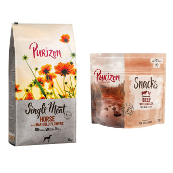 12kg Purizon száraz kutyatáp + Purizon Snack ingyen! - Single Meat Adult ló