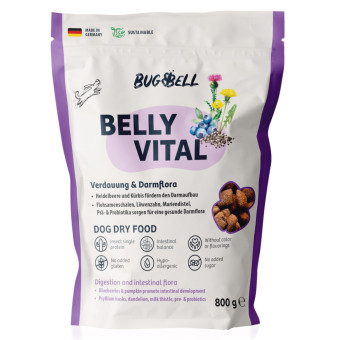12x800g BugBell Belly Vital Digestion & Intestinal Flora száraz kutyatáp - Kisállat kiegészítők webáruház - állateledelek