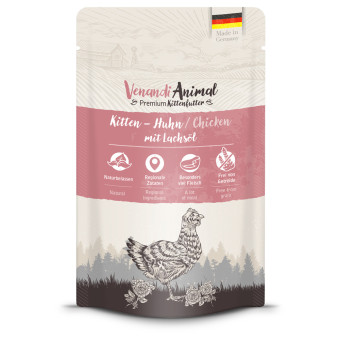 24x125g Venandi Animal Kitten csirke & lazacolaj nedves kiscicatáp - Kisállat kiegészítők webáruház - állateledelek