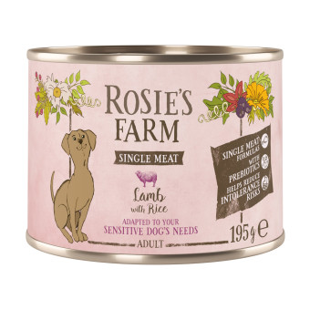 24x195g Rosie's Farm Single Meat Adult Bárány & rizs nedves kutyatáp - Kisállat kiegészítők webáruház - állateledelek