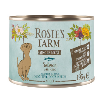 24x195g Rosie's Farm Single Meat Adult Hal & rizs nedves kutyatáp - Kisállat kiegészítők webáruház - állateledelek