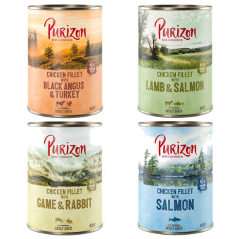 24x400g Purizon nedves kutyatáp 10% kedvezménnyel - Adult vegyes csomag (4 változattal) - Kisállat kiegészítők webáruház - állateledelek