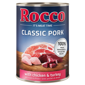 24x400g Rocco Classic Pork Csirke & pulyka nedves kutyatáp - Kisállat kiegészítők webáruház - állateledelek