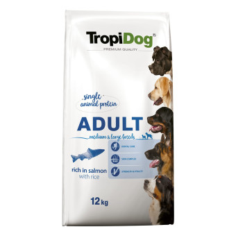 12kg Tropidog Premium Adult Medium & Large lazac száraz kutyatáp - Kisállat kiegészítők webáruház - állateledelek