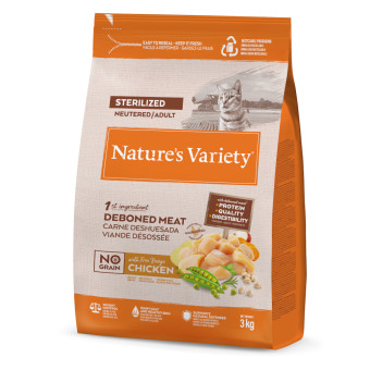 3kg Nature's Variety No Grain Sterilized Adult szabad tartású csirke száraz macskatáp - Kisállat kiegészítők webáruház - állateledelek