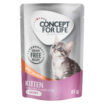 48x85g Concept for Life Kitten lazac gabonamentes nedves macskatáp szószban - Kisállat kiegészítők webáruház - állateledelek