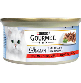 48x85g Gourmet Diamant Filé természetes marhahússal nedves macskatáp - Kisállat kiegészítők webáruház - állateledelek