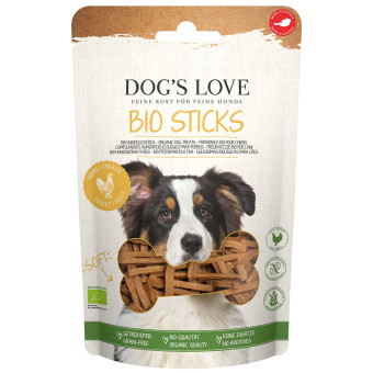 12x150g Dog's Love Bio Sticks bio csirke kutyasnack - Kisállat kiegészítők webáruház - állateledelek