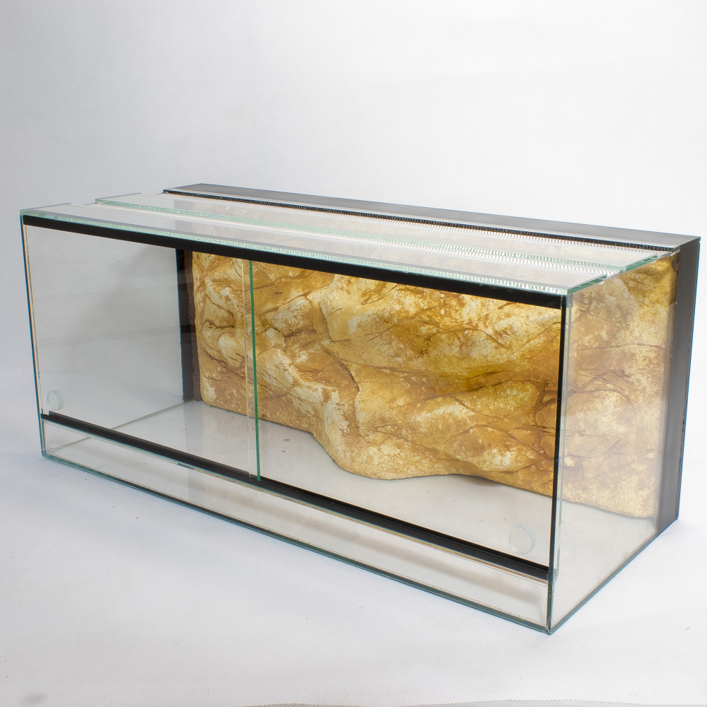 Kisállat webáruház - 120 x 50 x 50 cm | Prémium minőségű terrárium | 3D sziklaháttérrel termékek