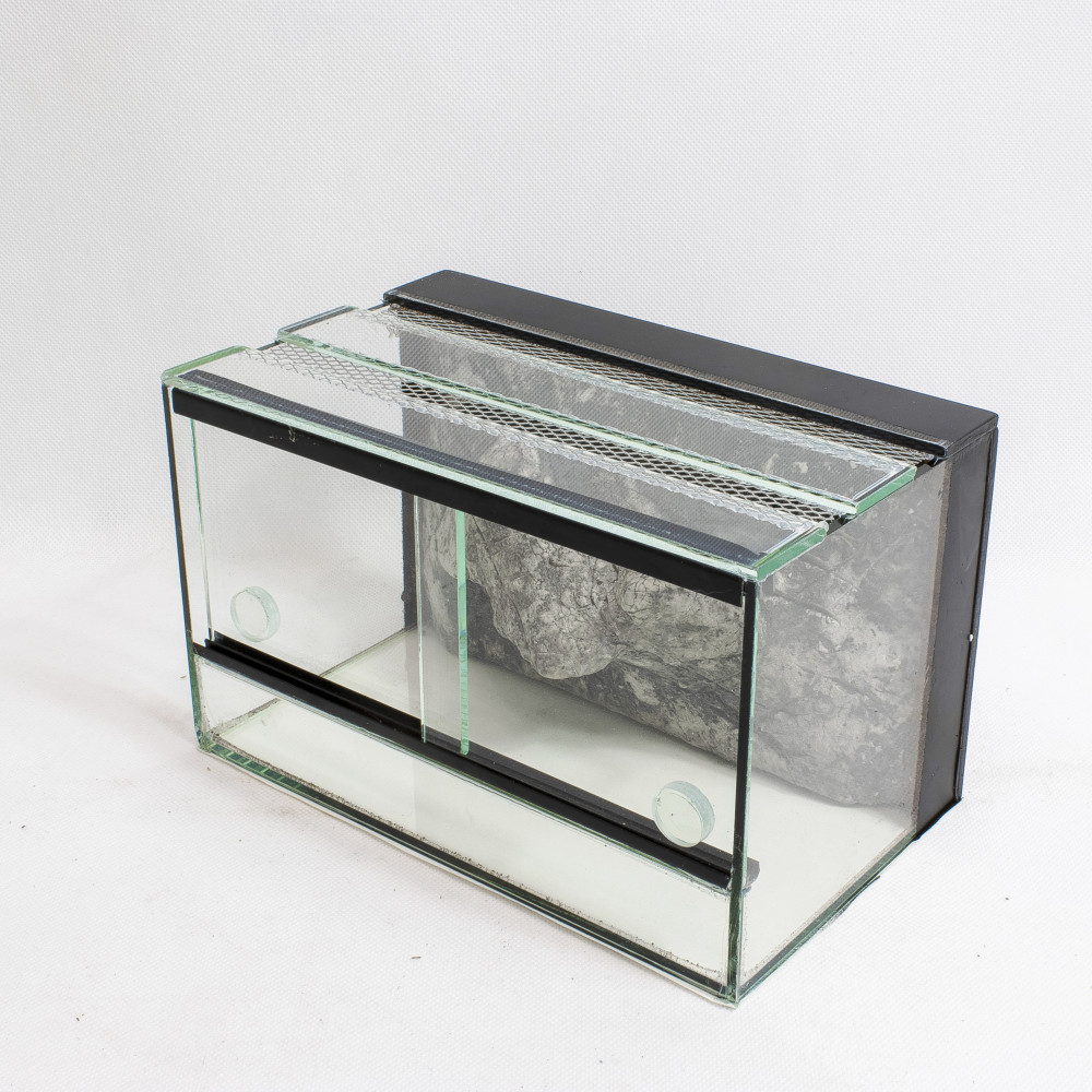 Kisállat webáruház - 50 x 30 x 30 cm | Prémium minőségű terrárium | 3D sziklaháttérrel termékek