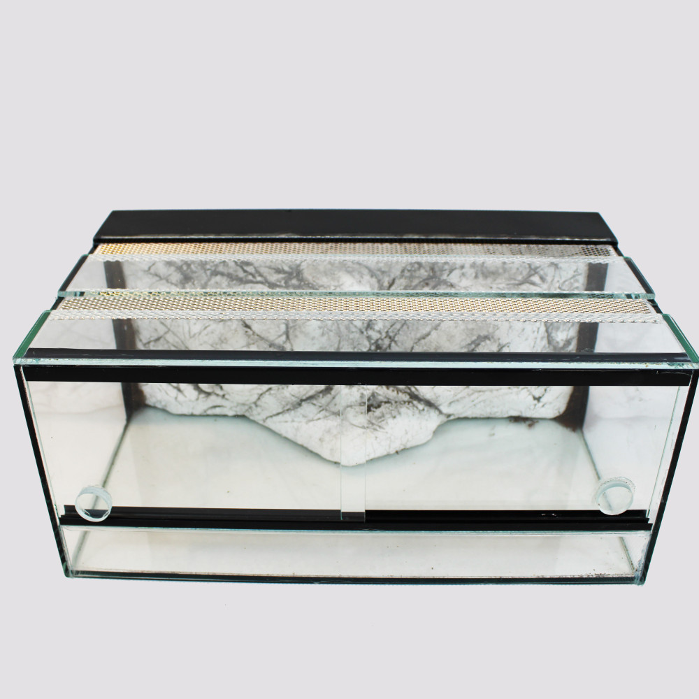 Kisállat webáruház - 70 x 40 x 30 cm | Prémium minőségű terrárium | 3D sziklaháttérrel termékek