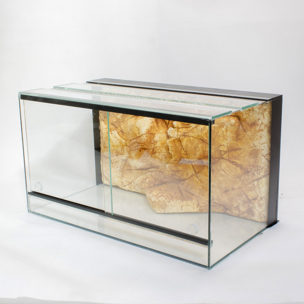 Kisállat webáruház - 90 x 50 x 40 cm | Prémium minőségű terrárium | 3D sziklaháttérrel termékek