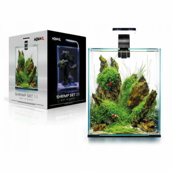 Kisállat webáruház - Aquael Shrimp Set Smart Day&Nnight 30 black | Nano akvárium (fekete) garnélarákoknak és kisebb halaknak - 29x29x35 cm termékek