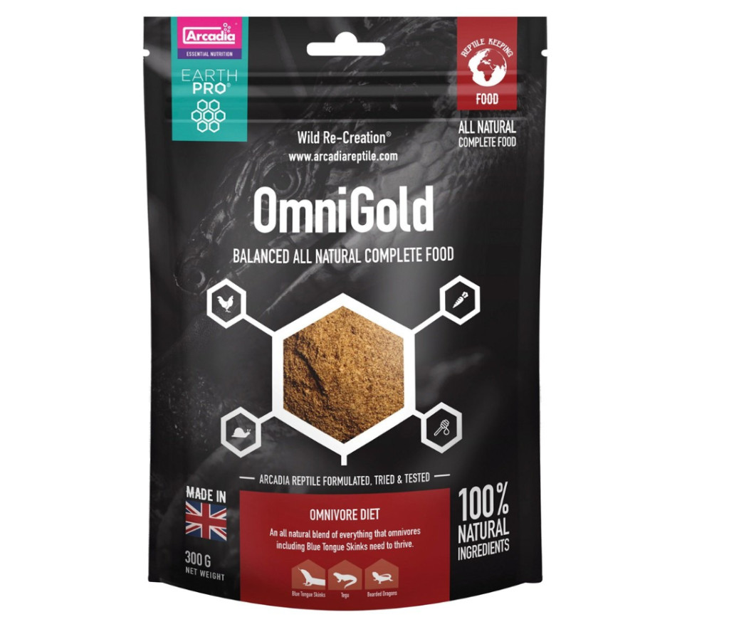 Kisállat webáruház - Arcadia | EARTH PRO OMNI GOLD | Teljes értékű fehérjedús táplálék rovar-és növényevő hüllők számára – 300 g termékek
