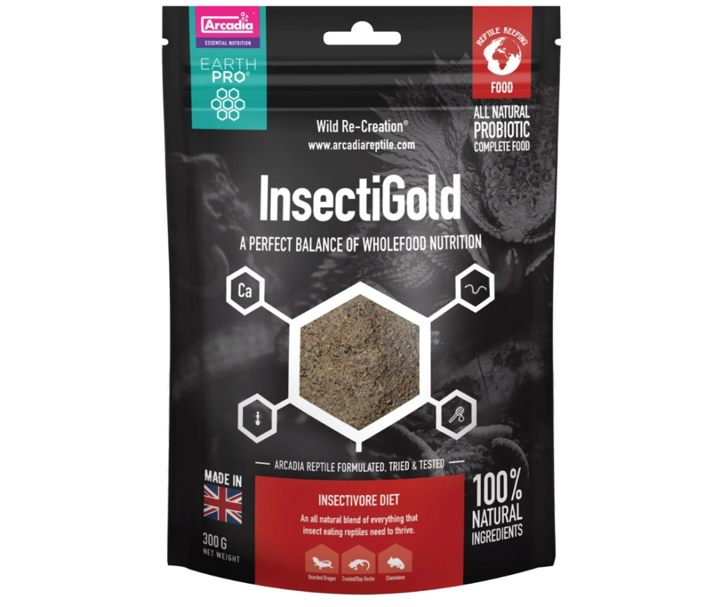 Kisállat webáruház - Arcadia | EARTHPRO INSECTIGOLD | Természetes fehérjedús táplálékkiegészítő rovarfogyasztó hüllők számára – 300 g termékek