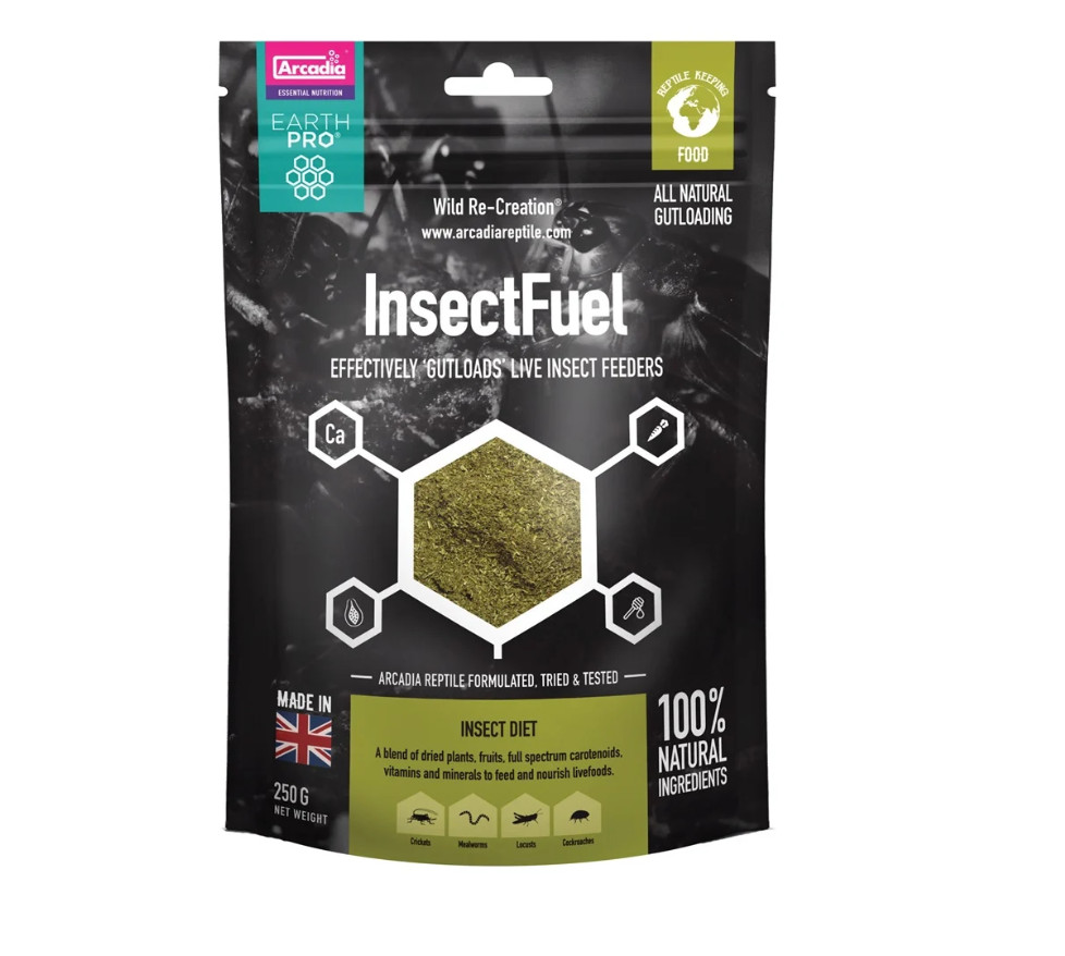 Kisállat webáruház - Arcadia | EarthPro InsectFuel | Természetes eredetű eleségállat-táp spirulinával és kalciummal – 250 g termékek