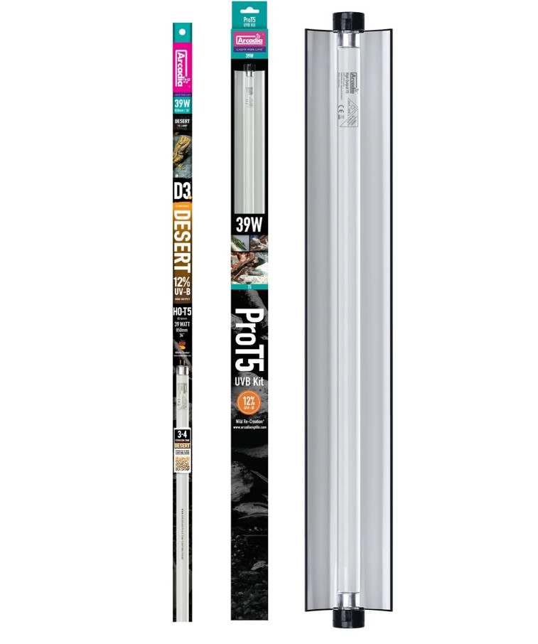 Kisállat webáruház - Arcadia | PRO T5 UVB Kit | Magas teljesítményű T5 UVB fénycső készlet hüllők számára 12 % - 39 W/ 850 mm termékek