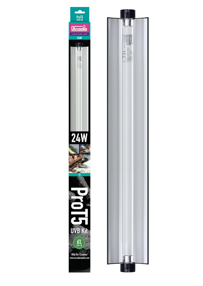 Kisállat webáruház - Arcadia | PRO T5 UVB Kit | Magas teljesítményű T5 UVB fénycső készlet hüllők számára 6% - 24 W/550 mm termékek