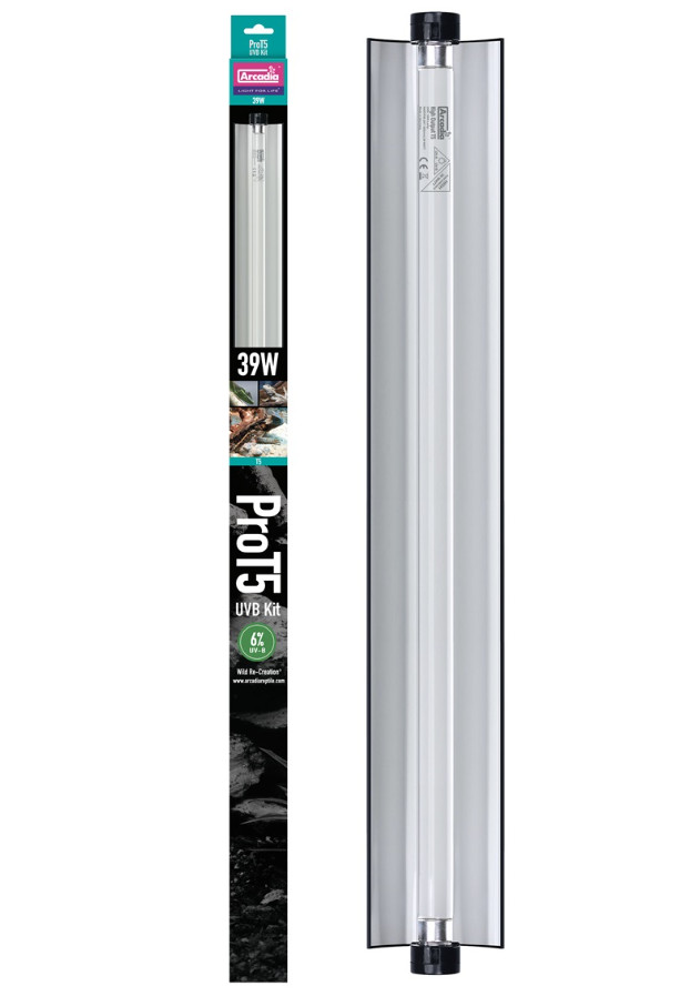 Kisállat webáruház - Arcadia | PRO T5 UVB Kit | Magas teljesítményű T5 UVB fénycső készlet hüllők számára 6% - 39 W/850 mm termékek