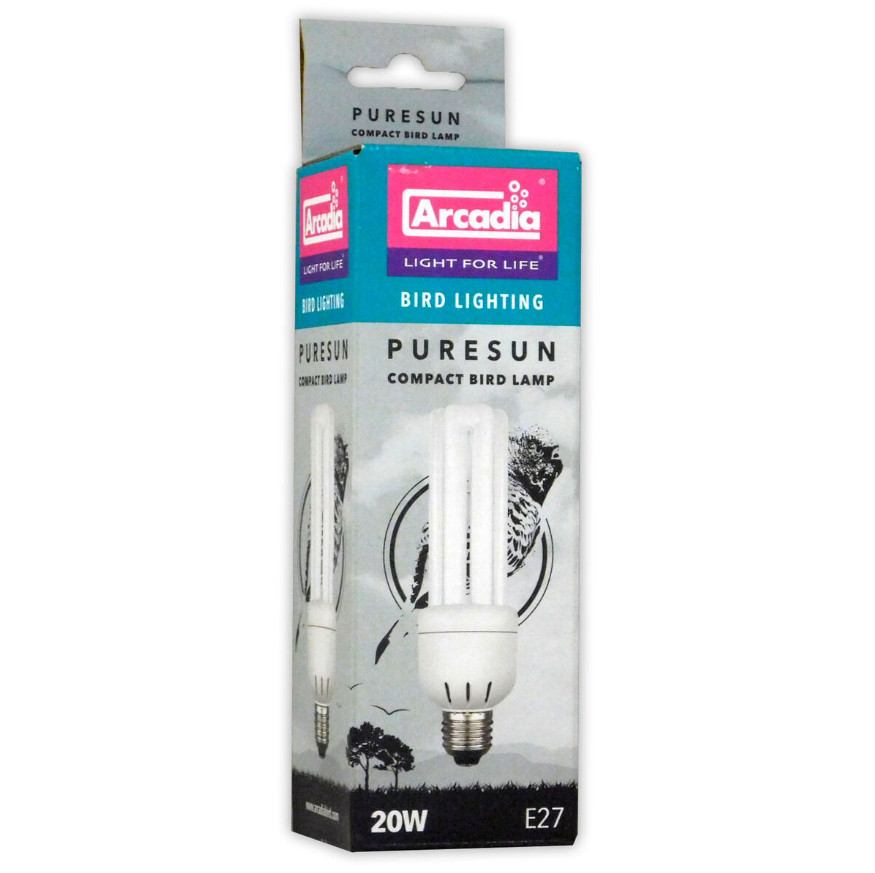 Kisállat webáruház - Arcadia | PureSun Compact Bulb UVB | Madárbarát UVB izzó D3-vitaminszintézishez díszmadarak számára 2.4% – 20 W termékek
