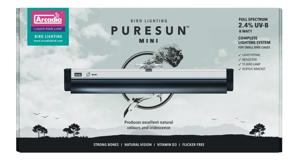 Kisállat webáruház - Arcadia | Puresun Bird Lamp Kit Mini | Teljes spektrumú UVB világítás szett díszmadaraknak – 8 W termékek