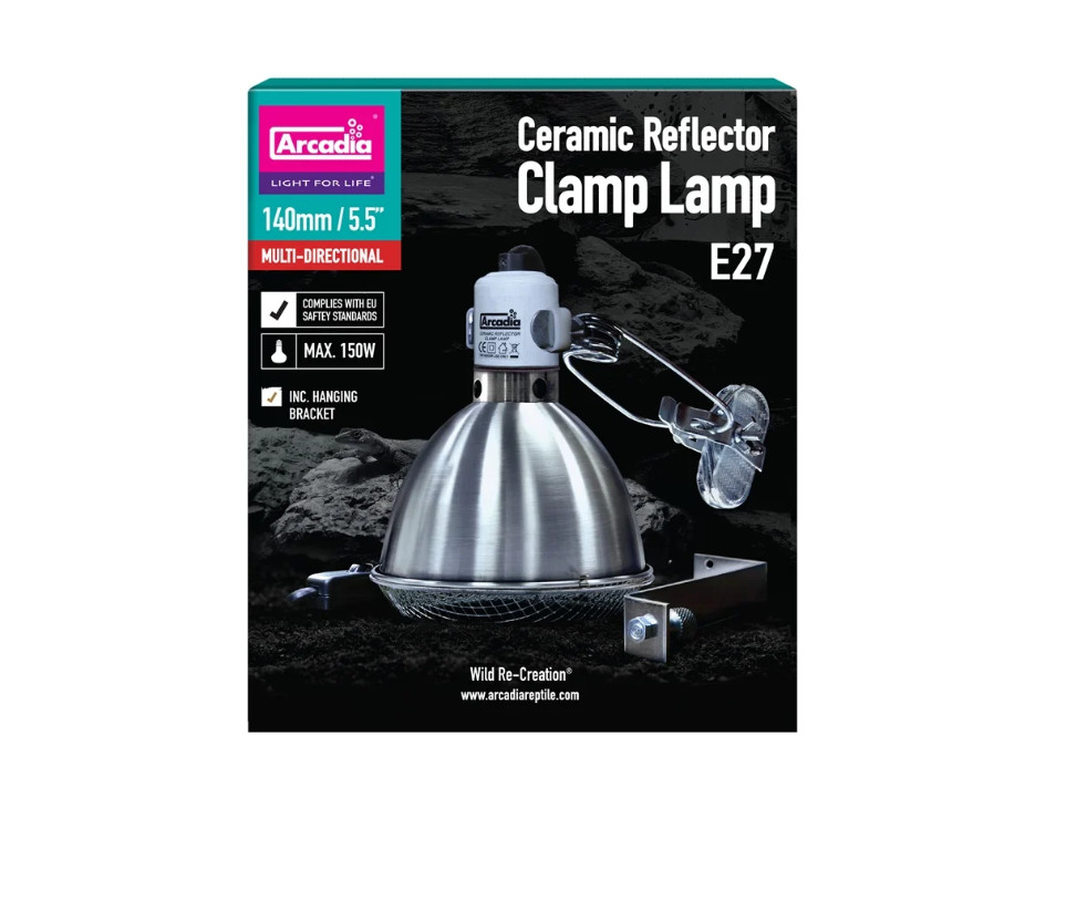 Kisállat webáruház - Arcadia | Reflector Clamp Lamp with Ceramic Holder | Hőálló világítótest kerámiafoglalattal hüllők terráriumába - 150 W/140 mm termékek