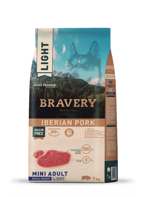 Kisállat webáruház - Bravery Iberian Pork LIGHT Mini Adult Small Breeds 7 kg kutyatáp termékek