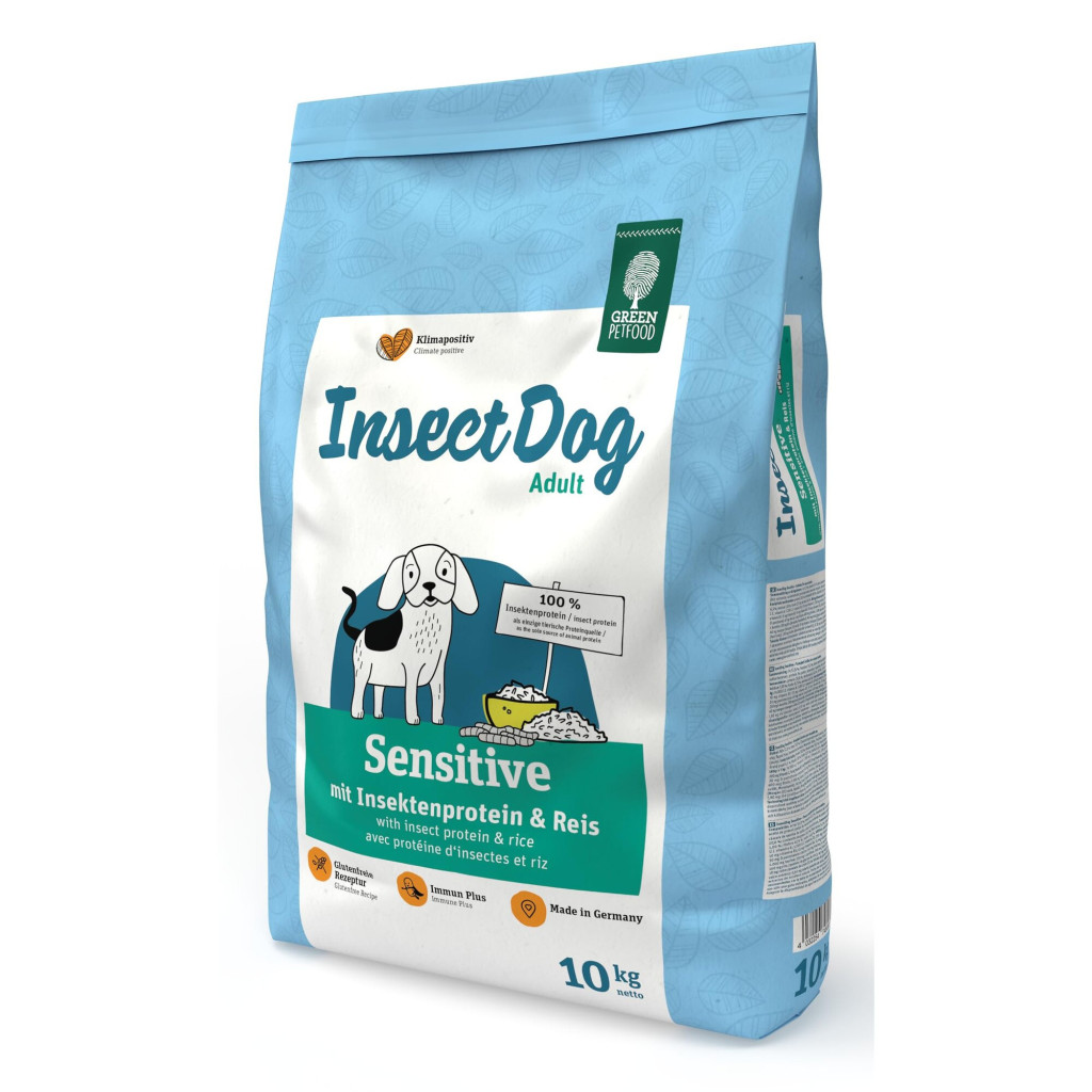 Kisállat webáruház - Green Petfood InsectDog Sensitive | Kímélő rovar- és rizs alapú teljes értékű száraztáp érzékeny felnőtt kutyáknak – 10 kg termékek