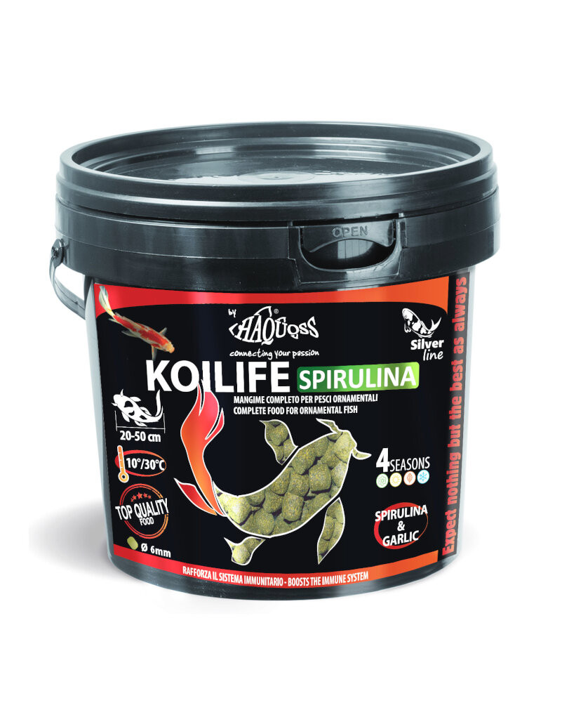Kisállat webáruház - Haquoss | KOILIFE SPIRULINA | – Spirulinás lebegő haltáp koi pontyok és tavi díszhalak számára – 5liter / 1,75kg. termékek