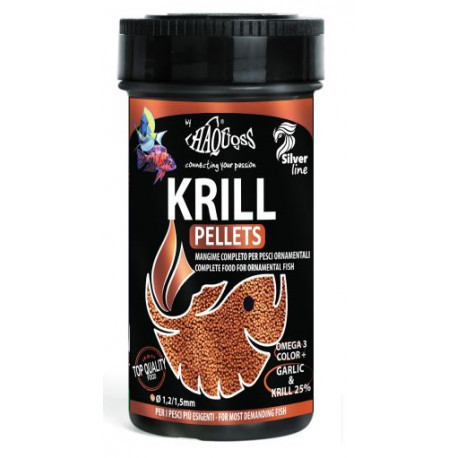Kisállat webáruház - Haquoss | KRILL PELLETS | Teljes értékű pellet, garnélarák haltáp - 1000 ml / 480 g termékek