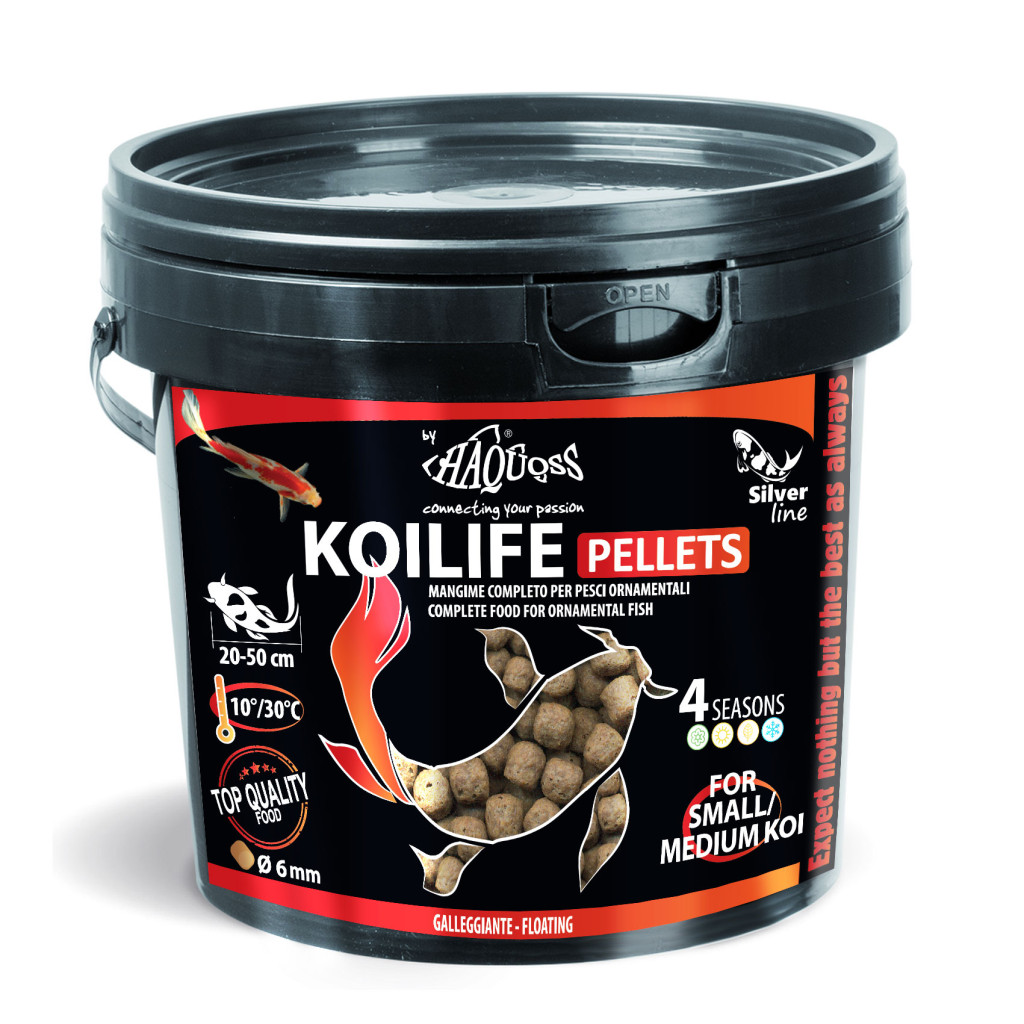 Kisállat webáruház - Haquoss | Koilife Pellets | Teljes értékű lebegő haltáp koi pontyok és tavi díszhalak számára – 5 L termékek