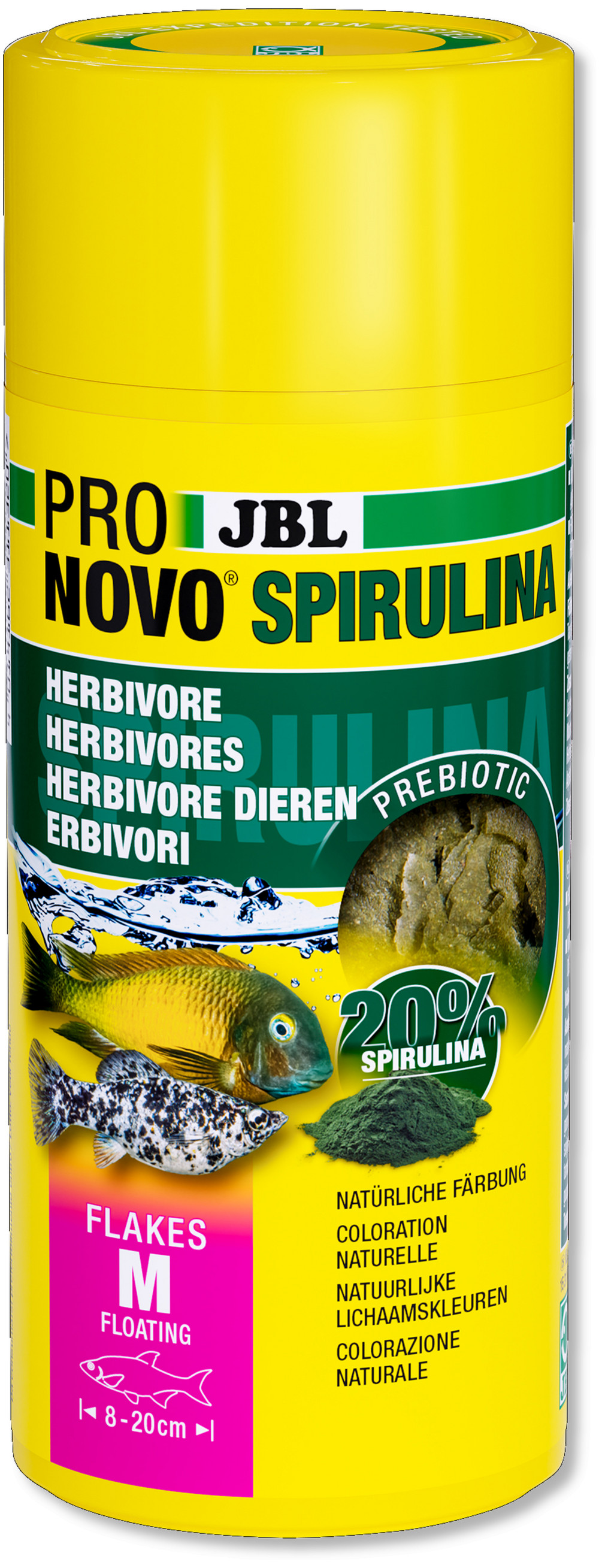 Kisállat webáruház - JBL | ProNovo | Spirulina | Flakes M | Pehelytáp | Növény és algaevő halak számára - 160 g/1000 ml termékek
