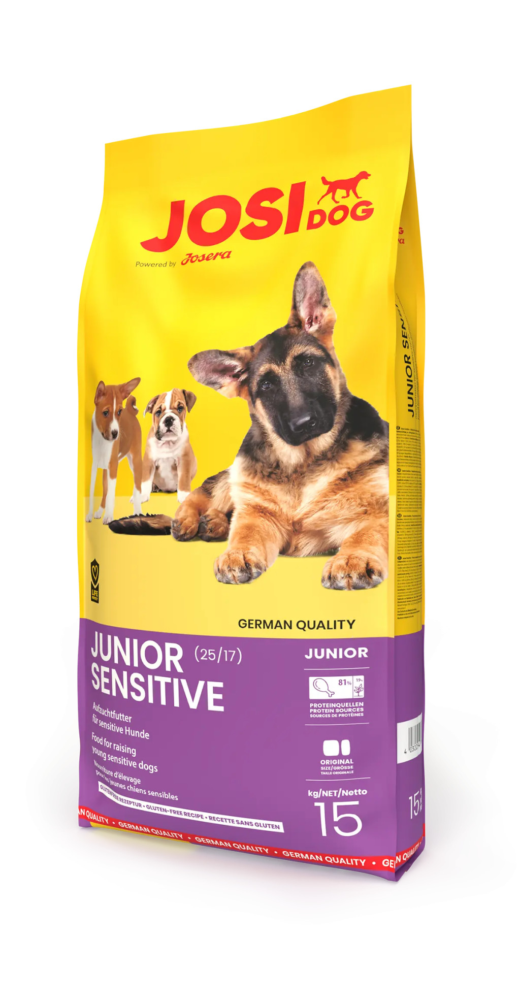 Kisállat webáruház - JosiDog Junior Sensitive | száraz kutyatáp érzékeny gyomrú kölyökkutyáknak – 15 kg termékek