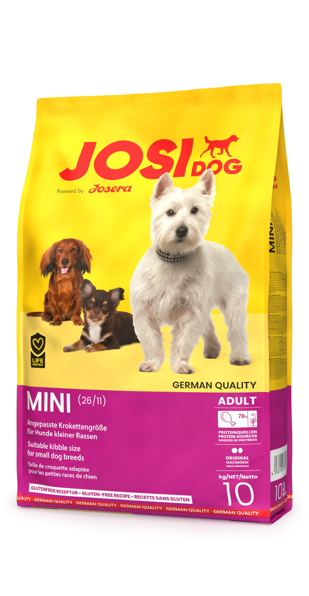 Kisállat webáruház - JosiDog Mini | Aprószemű, energiadús száraz kutyatáp kistestű fajtáknak – 10 kg termékek
