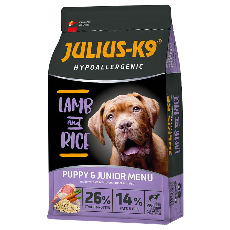 Kisállat webáruház - Julius K-9 | Hypoallergenic | Száraztáp | Kölyök és növendék kutyáknak | Bárány, rizs - 3 kg termékek