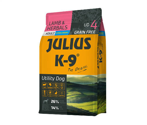 Kisállat webáruház - Julius K-9 | Utility Dog Hypoallergenic | Száraztáp | Felnőtt kutyáknak | Bárány, gyógynövény - 3 kg termékek