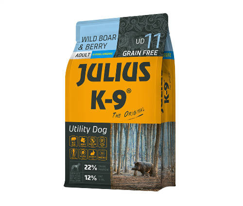 Kisállat webáruház - Julius K-9 | Utility Dog Hypoallergenic | Száraztáp | Felnőtt kutyáknak | Vaddisznó, bogyó - 3 kg termékek