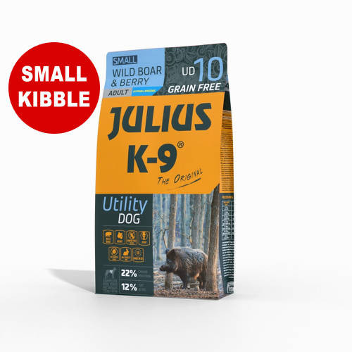 Kisállat webáruház - Julius K-9 | Utility Dog Hypoallergenic | Száraztáp | Kistestű felnőtt kutyáknak | Vaddisznó, bogyó - 10 kg termékek