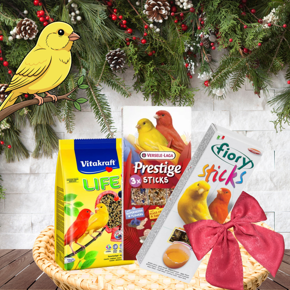 Kisállat webáruház - Karácsonyi Ajándékcsomag Kanáriknak I Sunny Canary Snack Set – Napsárga Kanári finomságok termékek