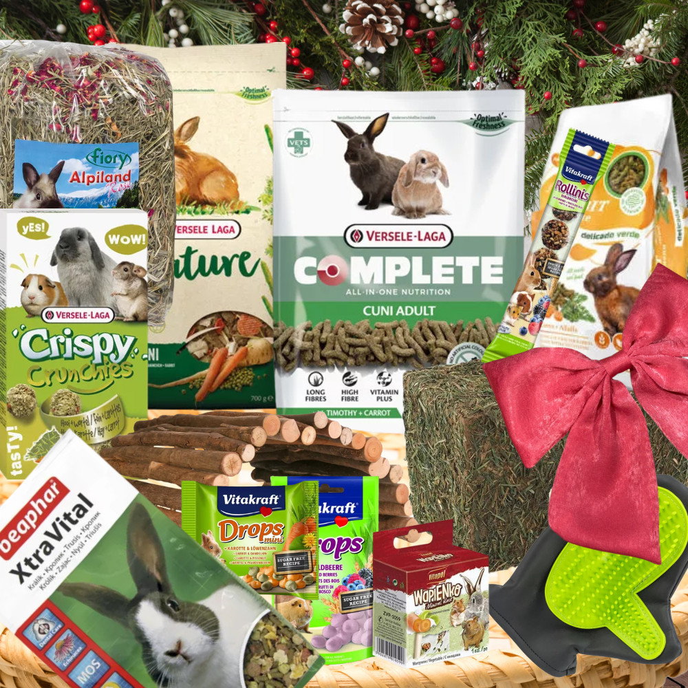 Kisállat webáruház - Karácsonyi Ajándékcsomag Nyulaknak I Cuni Nature & Comfort Deluxe Box - Nyuszi Természet & Kényeztetés Deluxe termékek