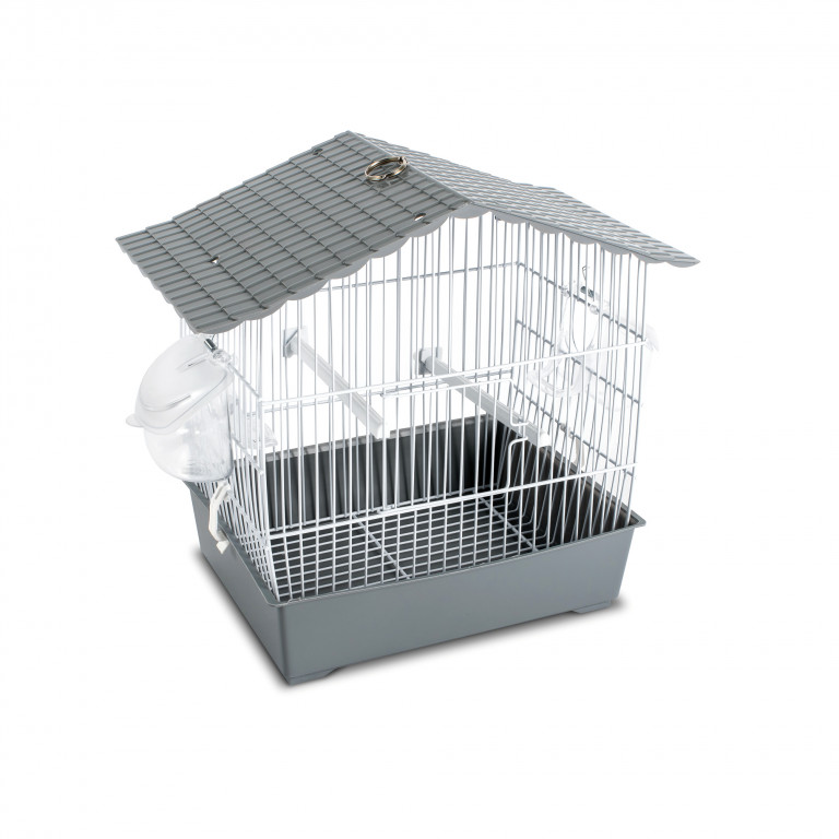 Kisállat webáruház - Madárkalitka Sara zsindely jellegű tetővel kék, szürke - 35,5 x 21 x 32,5 cm termékek
