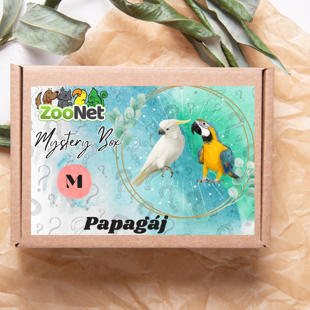 Kisállat webáruház - Mystery Box ajándékdoboz Közepes és óriás papagájoknak– M termékek