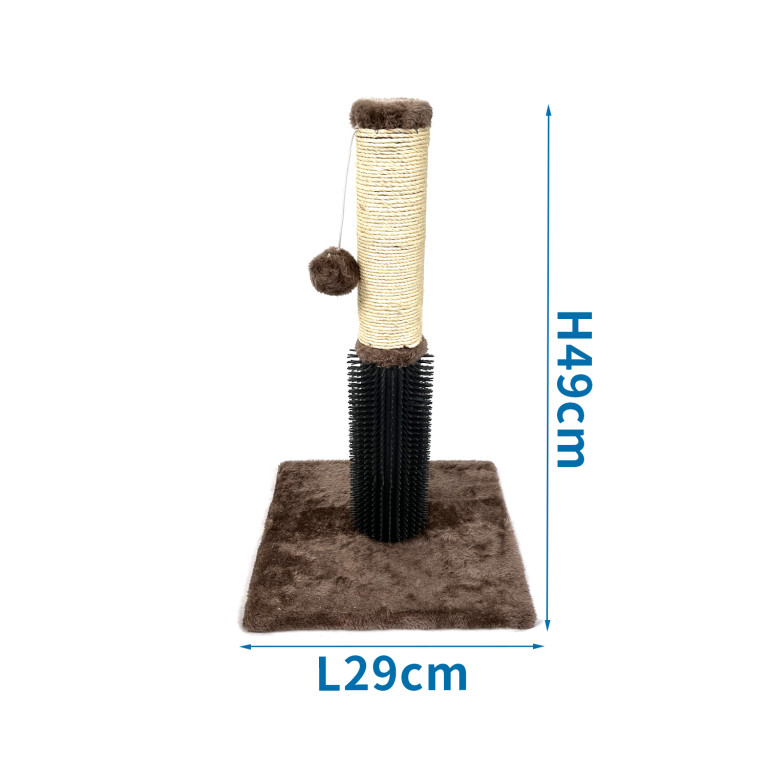 Kisállat webáruház - Nobleza | macskakaparó masszírozó fésűvel világosszürke, 29x29x49 cm termékek