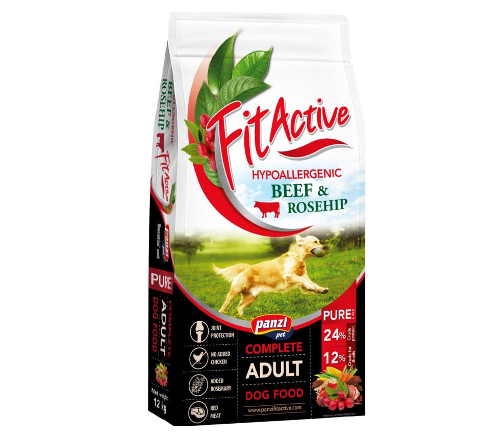 Kisállat webáruház - Panzi | FitActive | PURE Hypoallergenic | Felnőtt kutyáknak | Száraztáp | Marha és csipkebogyó - 12 kg termékek